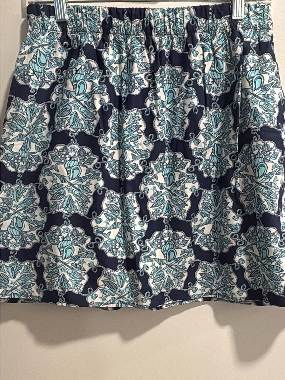 Lilly Pulitzer Navy Skirt with Teal Medallion Print